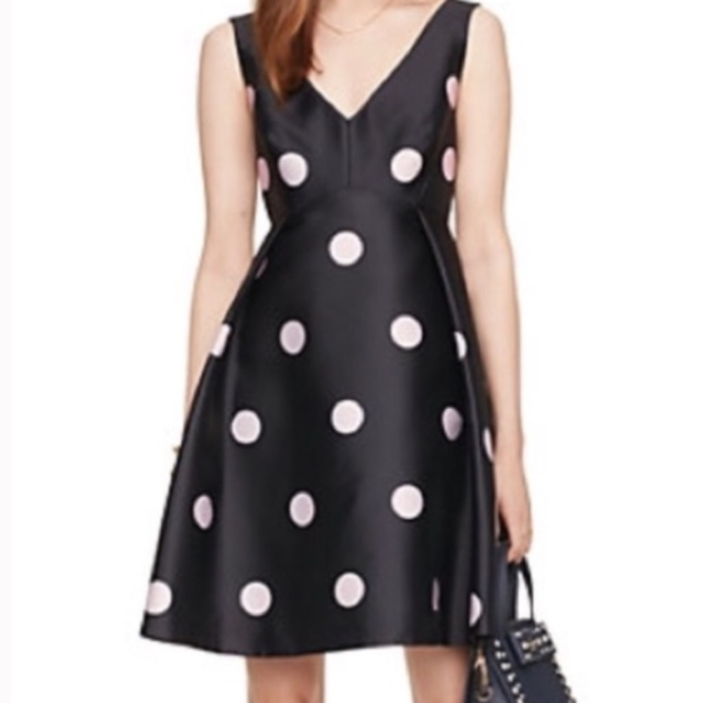 kate spade Black Midi Dress with Pink Polka Dots
